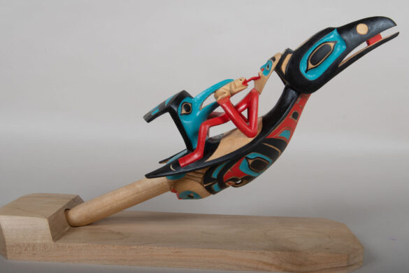 Chiefs Raven Rattle is a carving by Yukon Artist Eugene Alfred