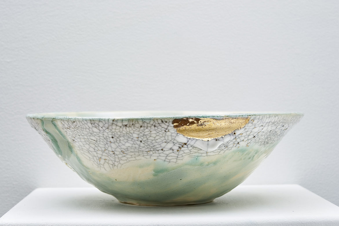 A stoneware bowl by Yukon ceramics artist Monika Käte Steputh